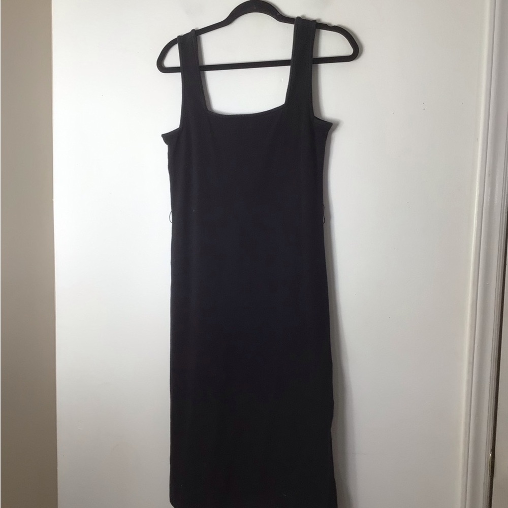 Rails small dress women black 
Classic Black Square-Neck Midi Dress